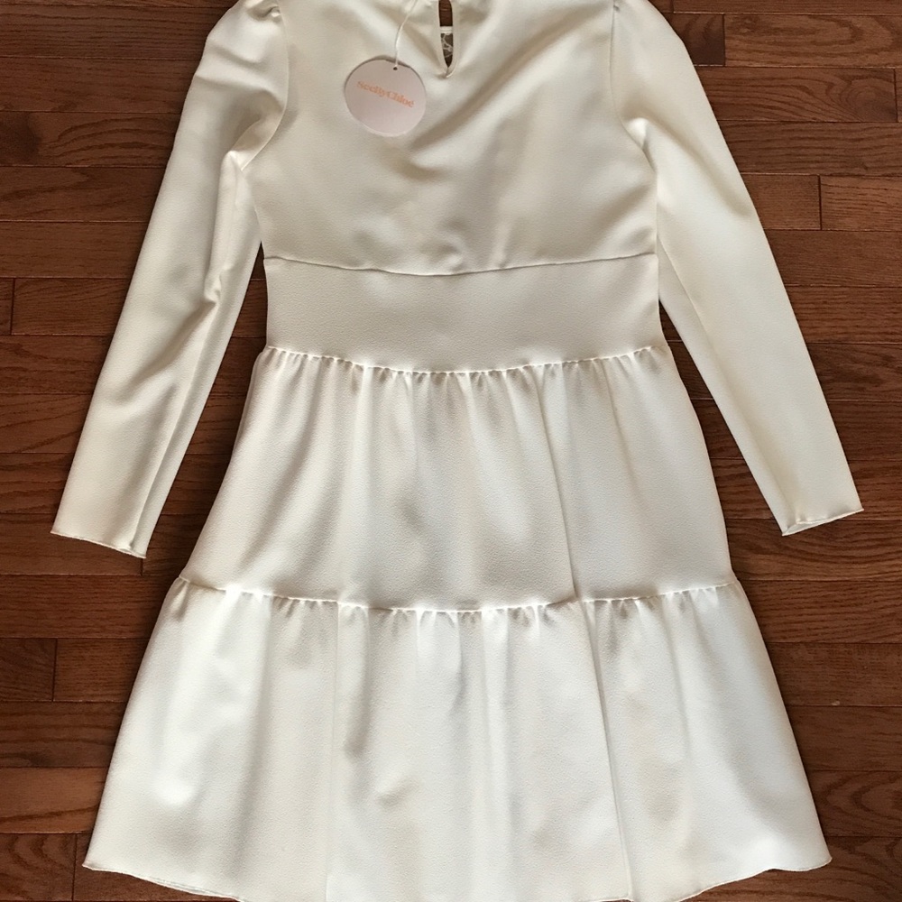 See by Chloe NWT Ivory Lace Ruffle Dress 38 6 Rehearsal Dinner Boho Romantic - Picture 5 of 6